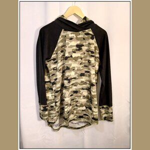 LuLaRoe Camo Hoodie with passthrough front pocket